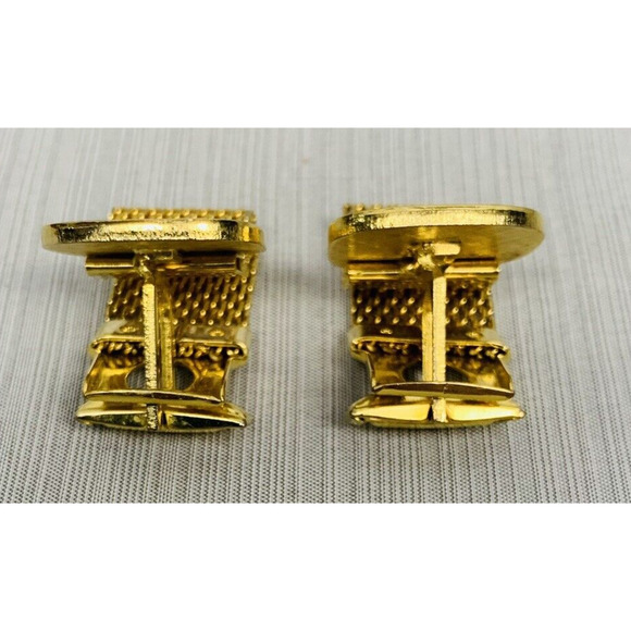 Double Egyptian Pharaoh‎ Wrap Around Yellow Gold Plated Cuff Links - Picture 2 of 7